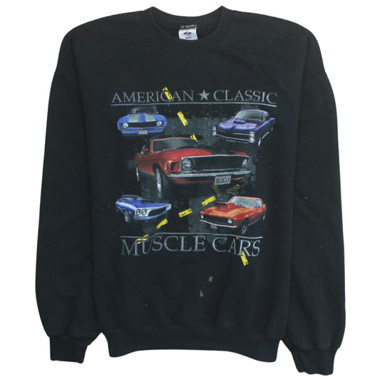 Jerzees Men's Black American Classic Muscle Cars Graphic Sweatshirt L