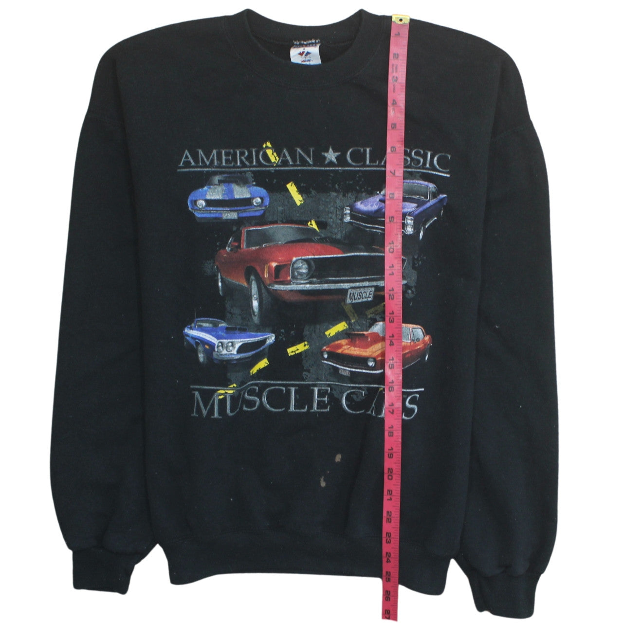 Jerzees Men's Black American Classic Muscle Cars Graphic Sweatshirt L