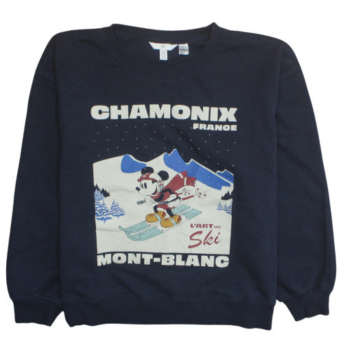 H&M Disney Women's Navy Blue Chamonix Ski Graphic Sweatshirt XL