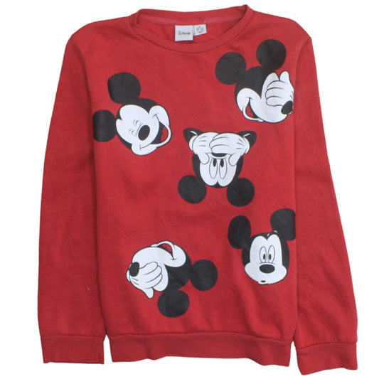 Disney Womens Red Mickey Mouse Pullover Sweatshirt Size M 10/12