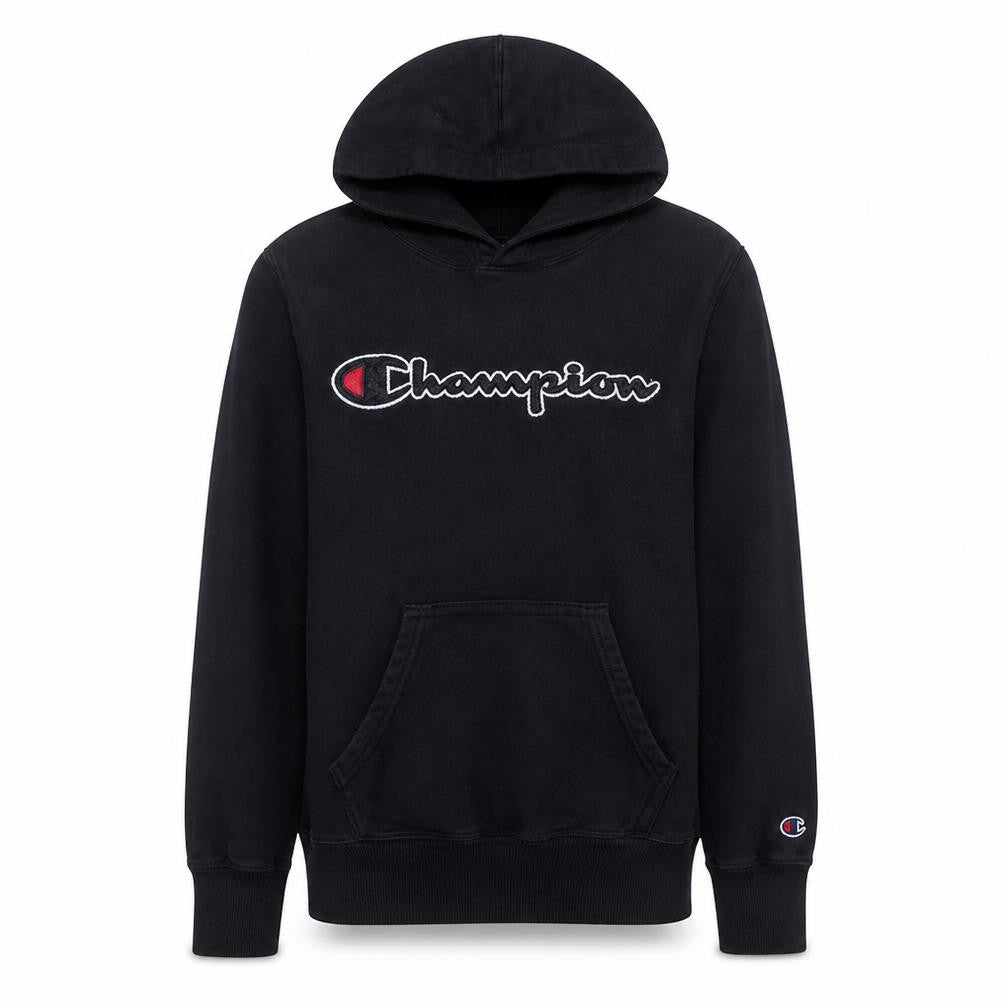 Champion Men's Black Pullover Hoodie Small Logo Fleece Sweatshirt