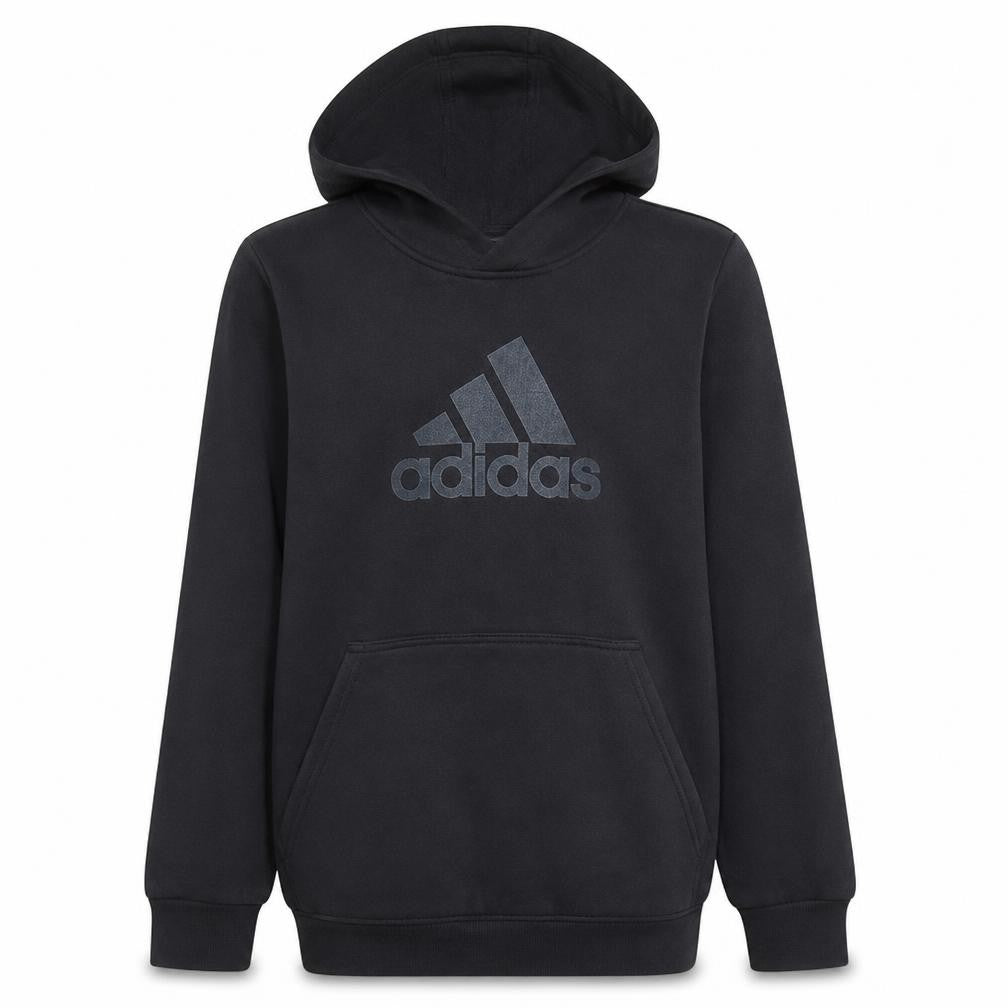 Adidas Boys Black Pullover Hoodie 11-12 Years Cotton Fleece Logo Sweatshirt