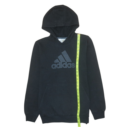 Adidas Boys Black Pullover Hoodie 11-12 Years Cotton Fleece Logo Sweatshirt