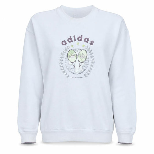 Adidas Womens White Crew Neck Tennis Academy Sweatshirt Size S