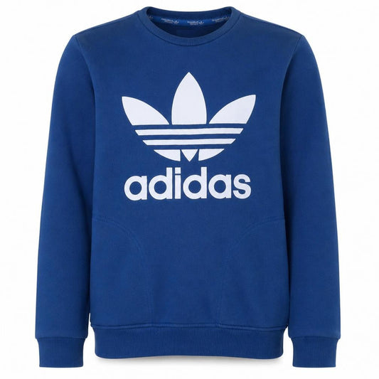 Adidas Mens Blue Crew Neck Logo Pullover Sweatshirt Size S
