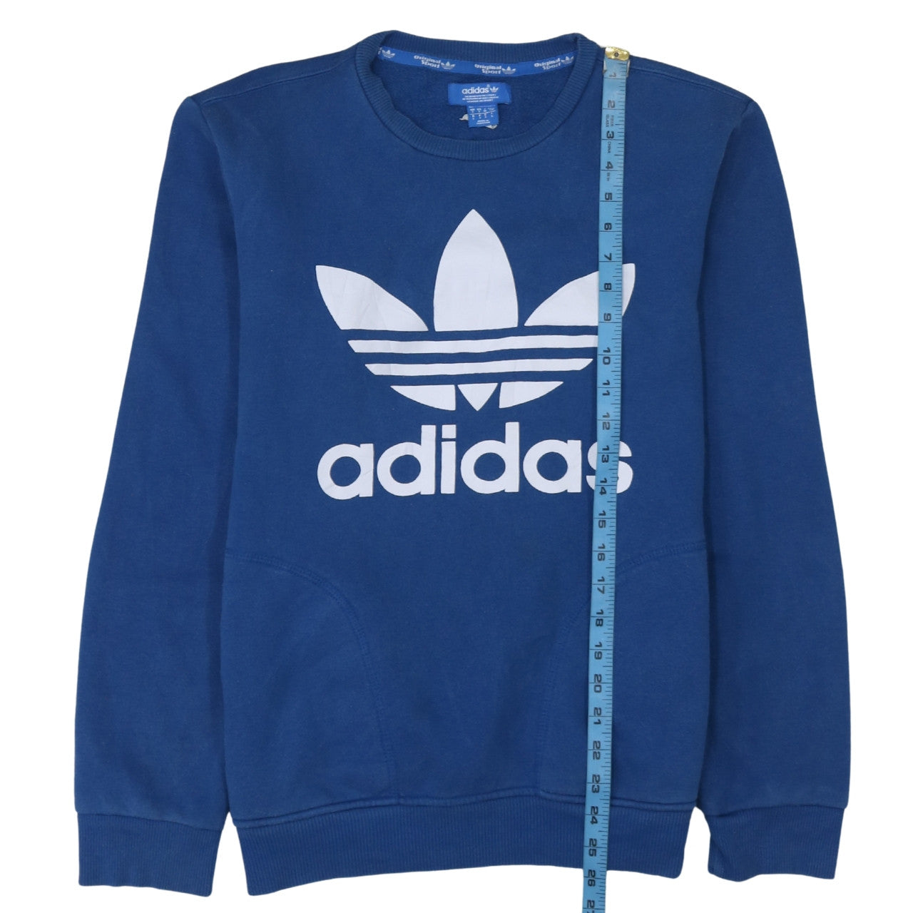 Adidas Mens Blue Crew Neck Logo Pullover Sweatshirt Size S