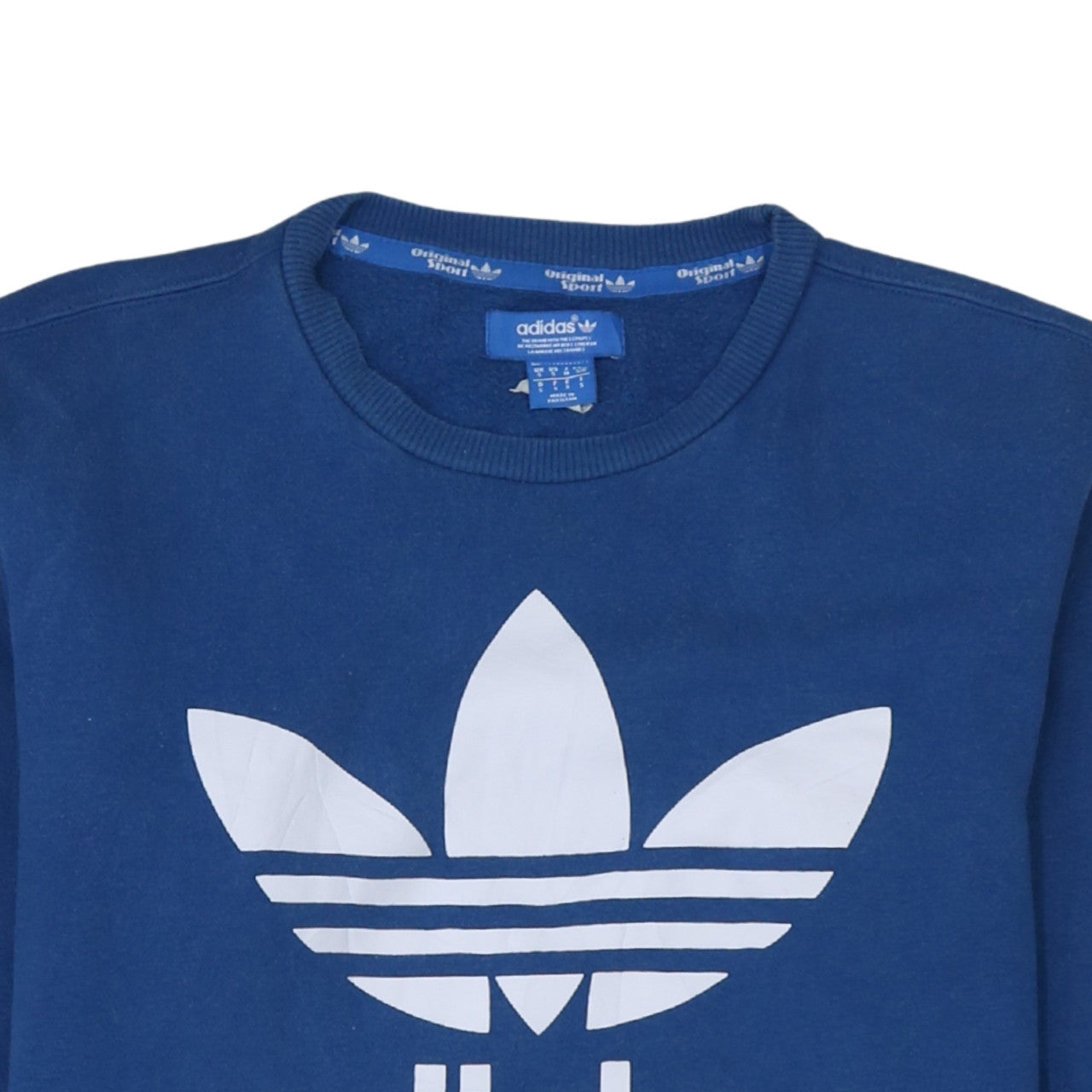 Adidas Mens Blue Crew Neck Logo Pullover Sweatshirt Size S