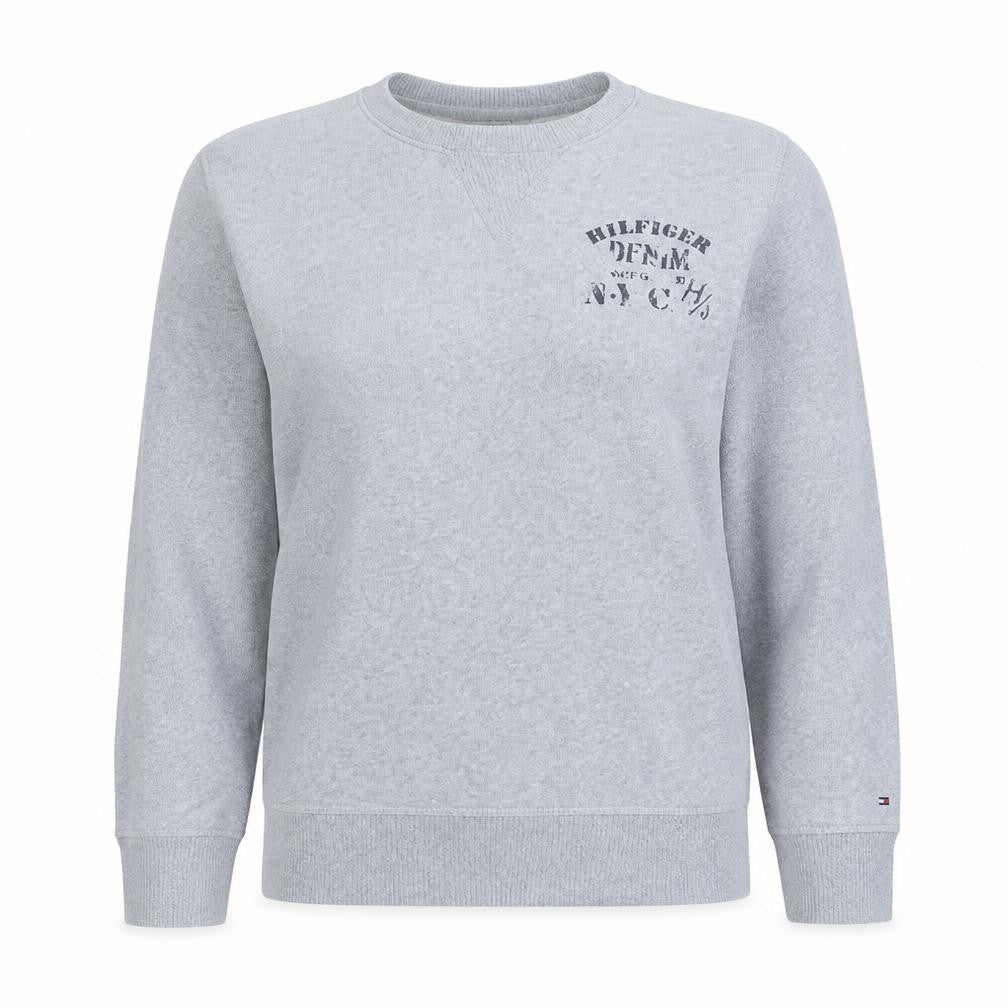Tommy Hilfiger Women Grey Cotton Crew Neck Pullover Sweatshirt Size 14