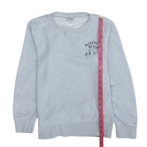 Tommy Hilfiger Women Grey Cotton Crew Neck Pullover Sweatshirt Size 14