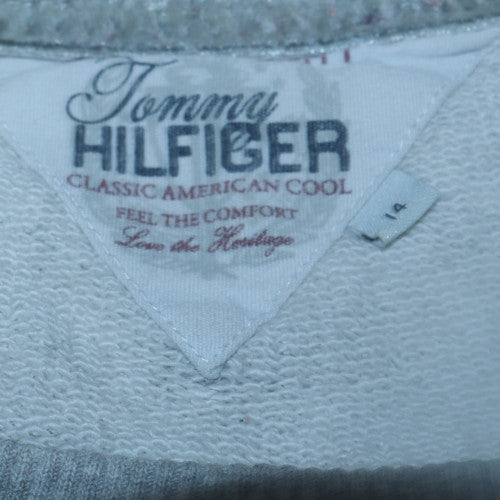 Tommy Hilfiger Women Grey Cotton Crew Neck Pullover Sweatshirt Size 14