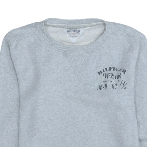 Tommy Hilfiger Women Grey Cotton Crew Neck Pullover Sweatshirt Size 14