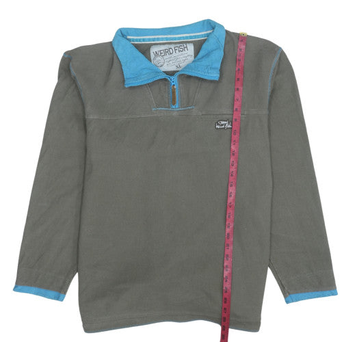 Weird Fish Men's Green XL 1/4 Zip Cotton Sweatshirt