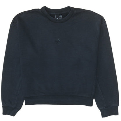 Additional front view of Adidas women’s black crew neck pullover sweatshirt, size M