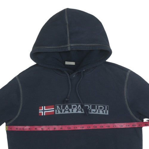 Napapijri Men's Navy Blue Pullover Hoodie Size M Cotton Logo