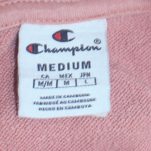 Champion Womens Pink Pullover Hoodie Medium Cotton Blend