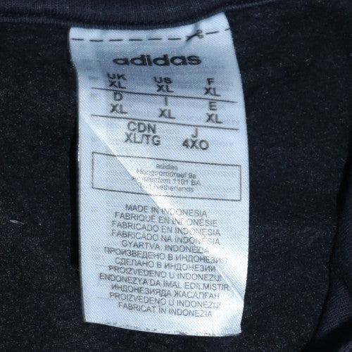 Adidas Men's Black XL Pullover Hoodie with Logo Print