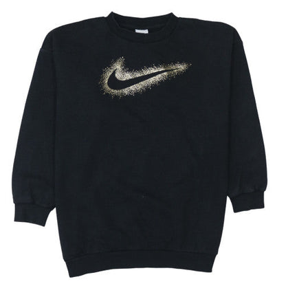 Additional front view of Nike girls’ black gold logo xl sweatshirt crew neck pullover