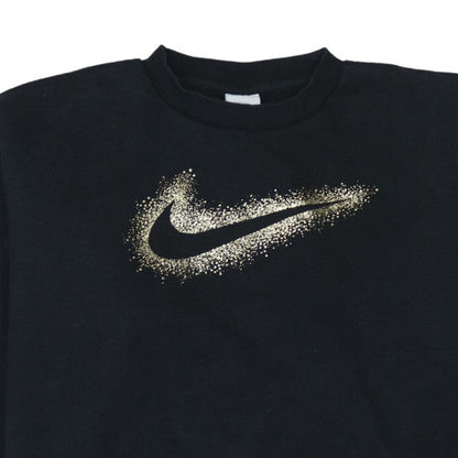 Additional view of Nike girls’ black gold logo xl sweatshirt crew neck pullover