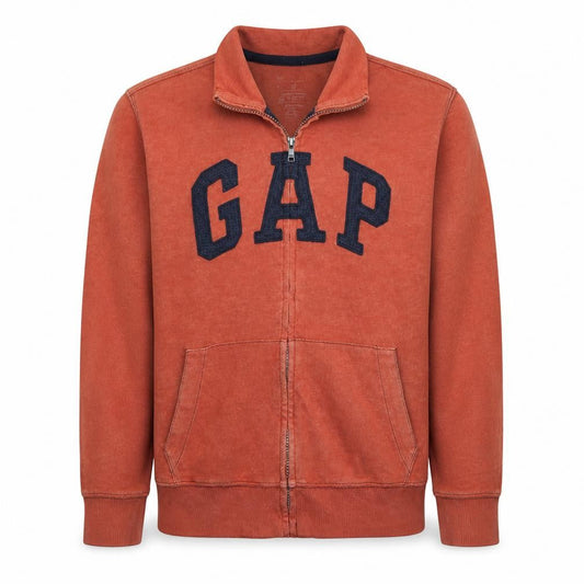 Gap Men's Orange Full Zip Logo Basic Jacket Size M Cotton Blend