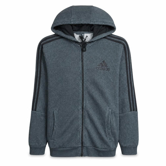 Adidas Men Grey Full Zip Hoodie M Sports Fleece Hooded Sweatshirt
