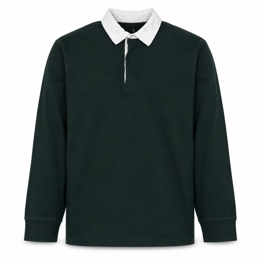 H&M Men's Green XL Collared Henley Rugby Style Sweatshirt