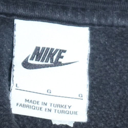 Nike Womens Black Pullover Hoodie L Cotton Blend Casual Sweatshirt