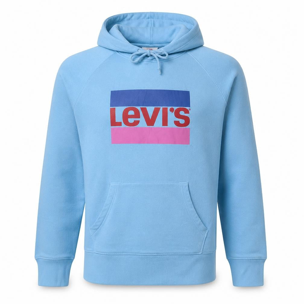 Levi's Mens Blue Pullover Hoodie M Graphic Logo Cotton Blend