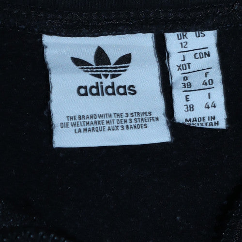 Adidas Women Black 1/4 Zip Pullover Sweatshirt UK 12 Fleece Logo