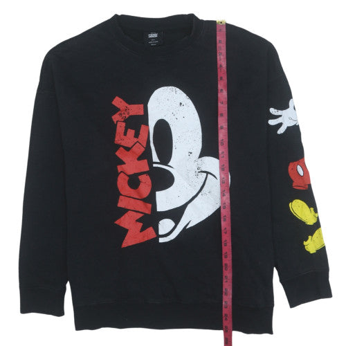 Disney Mickey Mouse Women Black Small Pullover Sweatshirt Graphic Print