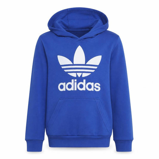 Adidas Boys Blue Pullover Hoodie 164cm Age 13 Logo Cotton Sweatshirt