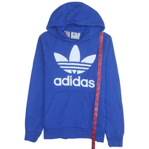 Adidas Boys Blue Pullover Hoodie 164cm Age 13 Logo Cotton Sweatshirt