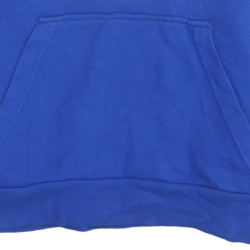 Adidas Boys Blue Pullover Hoodie 164cm Age 13 Logo Cotton Sweatshirt