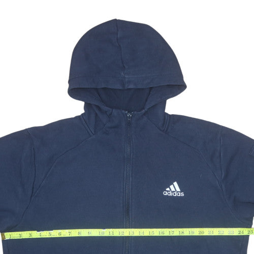 Adidas Mens Blue Full Zip Hoodie Size L Regular Fit Fleece