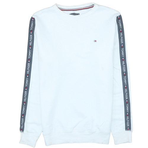 Tommy Hilfiger Men's White Crew Neck Sweatshirt Size L Cotton Blend