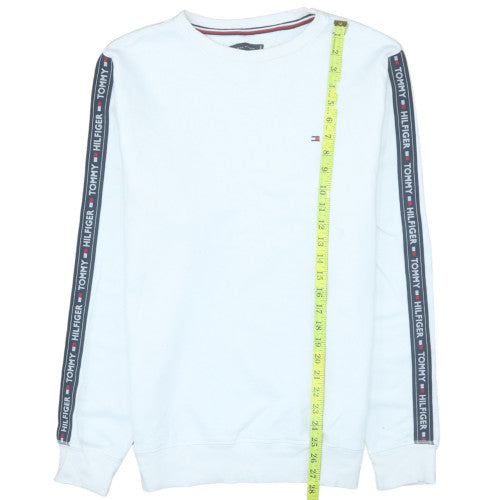 Tommy Hilfiger Men's White Crew Neck Sweatshirt Size L Cotton Blend