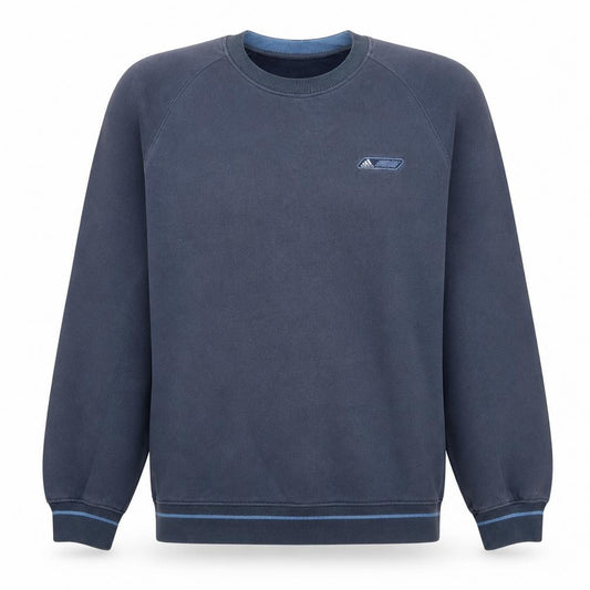 Adidas Men Blue Pullover Sweatshirt M Crew Neck Fleece Regular Fit