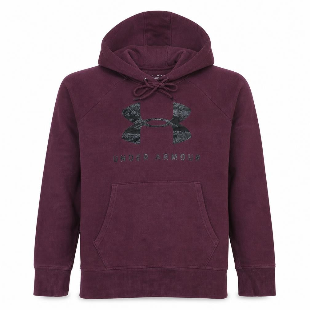 Under Armour Mens Purple Pullover Hoodie Size S Logo Fleece Sweatshirt