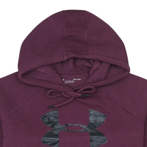 Under Armour Mens Purple Pullover Hoodie Size S Logo Fleece Sweatshirt