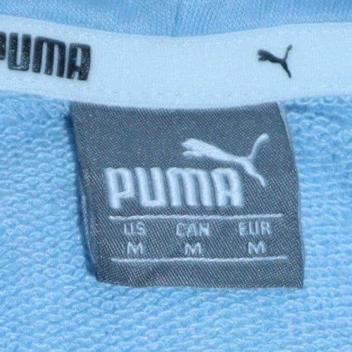 Puma Women Sky Blue Pullover Hoodie Medium Cotton Blend Athletic