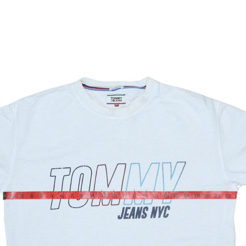 Tommy Jeans Men's White Relaxed Fit Logo Sweatshirt M