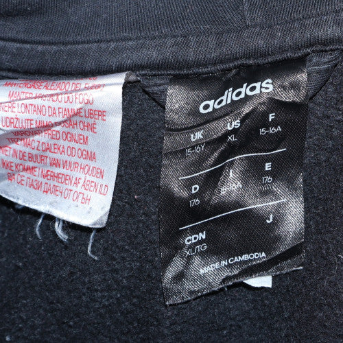 Adidas Boys Black Full Zip Hoodie 15-16 Years 176cm Hooded Sportswear