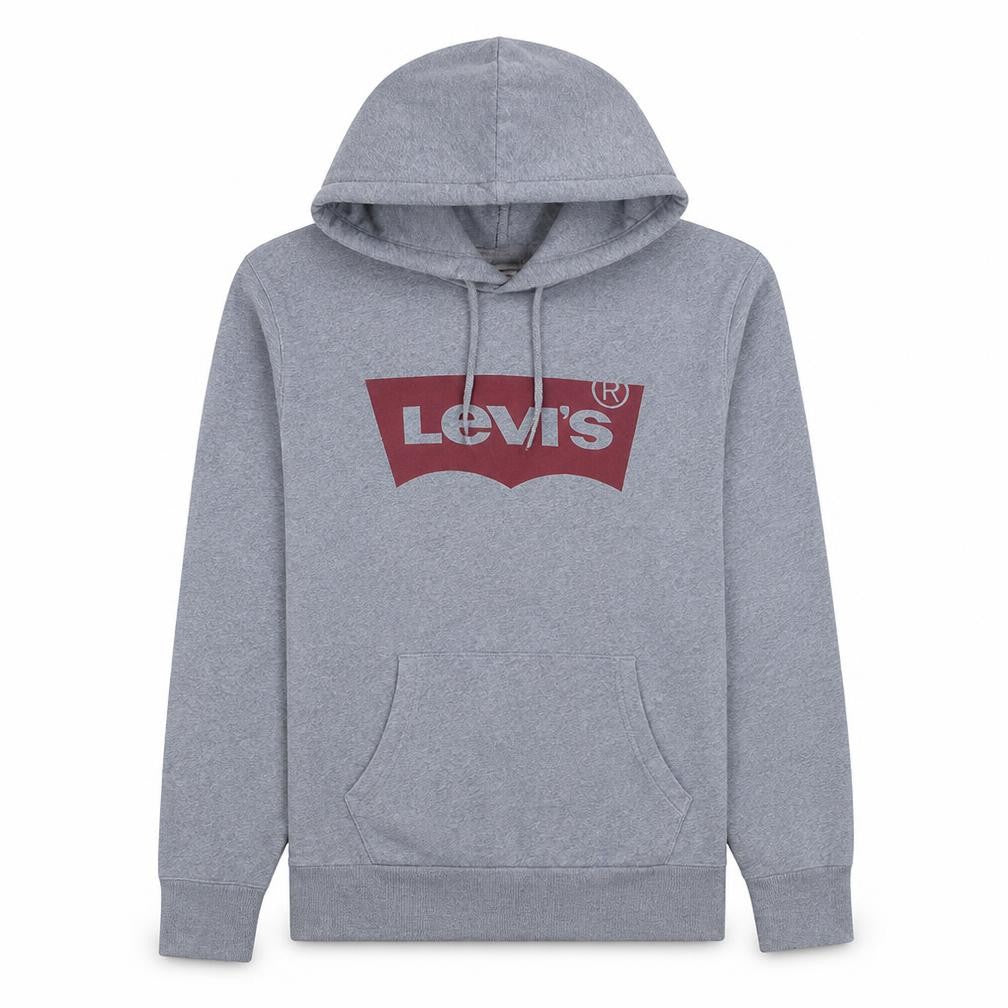 Levi's Men's Grey Pullover Hoodie M Regular Fit Logo Fleece