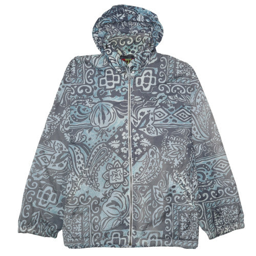 Fictif Men's Blue Paisley Hooded Windbreaker Jacket Size M
