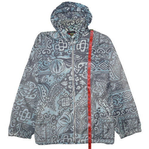 Fictif Men's Blue Paisley Hooded Windbreaker Jacket Size M
