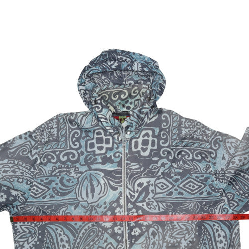 Fictif Men's Blue Paisley Hooded Windbreaker Jacket Size M