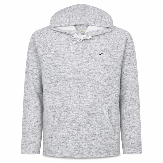 Hollister Men's Grey Pullover Hoodie Medium Fleece Logo