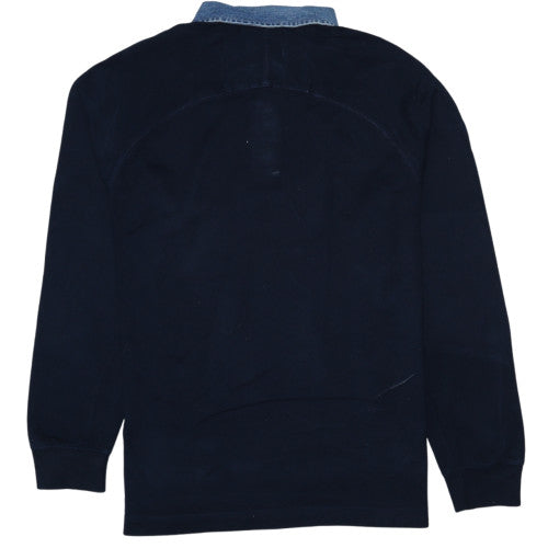 Marks and Spencer Blue Harbour Men's Blue Collared Henley Sweatshirt Medium