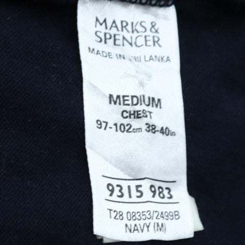 Marks and Spencer Blue Harbour Men's Blue Collared Henley Sweatshirt Medium
