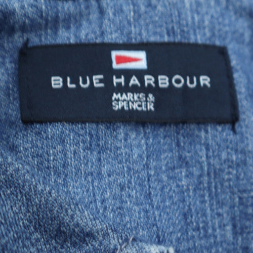 Marks and Spencer Blue Harbour Men's Blue Collared Henley Sweatshirt Medium