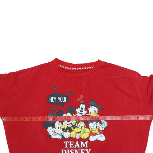 Disney Love to Lounge Red Team Disney Sweatshirt Women S 10/12 Pullover Crew Neck